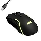 AOC GM170 Wired Gaming Mouse, Black Ergonomic Gamer Corded Mouse USB Computer Mouse Wired with 7 Buttons, Adjustable 7200DPI Optical Game Mice RGB Lighting for PC Laptop Desktop