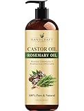 Handcraft Blends Castor Oil with Rosemary Oil 8 Fl Oz | 100% Pure and Natural | Premium Grade Carrier Oil | Hair, Eyelashes and Eyebrows | Hair and Body