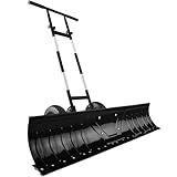 Best Choice Products 48in Heavy-Duty 2-Wheel Snow Pusher Hand Plow for Snow Removal w/Wheels, Adjustable Handle, Blade Angle - Black