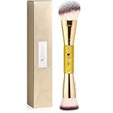 DUcare Foundation Brush Contour Bronzer Makeup Brush Double Ended Self Tanner Brush Sculpting Brush for Blending Liquid Powder Concealer Cream Cosmetics Blush Buffe