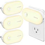 AUVON Night Light Plug in with Motion Sensor (120 Lumens), Dimmable Smart LED Night Lights, 1-120lm Brightness, for Bathroom, Hallway, Garage, Toilet (4 Pack)
