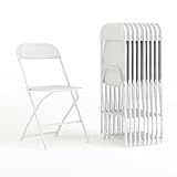 Flash Furniture Hercules Set of 10 Indoor/Outdoor Heavy-Duty Plastic Folding Chairs, Foldable Commercial Stacking Chairs with 650-lb. Static Weight Capacity, White