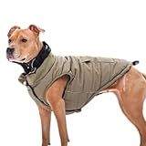 Spark Paws Dog Winter Jacket, Water-Resistant Coat, Warm Reflective Windproof Fleece-Interior, for Medium and Large Dogs - Olive - 3XL