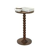 Fultyle Round Side Table, Small Drink Table for Small Spaces, Modern Accent Nightstand with Solid Wood Leg for Living Room, Bedroom, Corners, and Office (Rustic Brown)