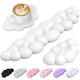 TECKNET Cloud Keyboard Wrist Rest Set, Cloud Wrist Rest with Non-Slip Base, PU Leather Wrist Pad for Keyboard with Ergonomic Memory Foam for Computer Laptop Office Gaming and Pain Relief, White