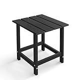 Kromax Outdoor Side Table, Adirondack Square Patio Table, Easy Maintenance & Weather Resistant, HDPE End Table for Backyard, Pool, Patio, Porch, Black