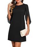 oten Women's Flutter Sleeve Cocktail Wedding Guest Short Dresses, Black, S
