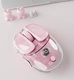 SEUNKWANG EWEADN Q9 Wireless Clear Mouse Dual Mode Bluetooth & 2.4G USB Computer Mouse with RGB Lighting, Silent Clicks, Multi-Device Compatibility for Laptop, PC, MacBook, iPad Cute Mouse-Pink