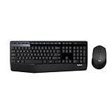 Logitech MK345 Wireless Keyboard and Mouse Combo with Palm Rest, 2.4 GHz USB Receiver, Compatible with PC, Laptop, Black