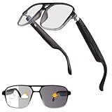 Jawploy Smart Glasses Bluetooth Audio Glasses Sunglasses Blue Light Glasses for Men Women, Dual Mic & Speakers, UV Protection, Color-Changing, Music/Calling/Voice Assistant/Remote Photography
