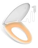 iliD Heated Toilet Seat, Elongated Seat, Three Levels of 90°F, 95°F,100°F, 3D Curved, Lid and Seat Soft Close, Light-sensitive Night Light, IPX4