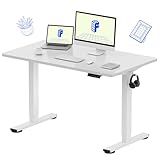 FLEXISPOT EN1 One-Piece Standing Desk, 48 x 24 Inches Electric Height Adjustable Desk for Home Office (White Frame + White Desktop)