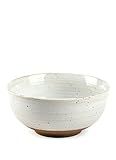 KuJaRen Mixing and Serving Bowl - 9 inch Ceramic Stoneware, Handmade White, Microwave & Dishwasher Safe