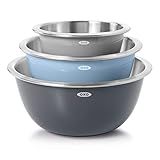 OXO Good Grips 3-Piece Stainless Steel Mixing Bowl Set - Blue/Gray