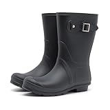 SWIFTFROG Women's Lightweight Mid Calf Rain Boots Waterproof Fashion Garden Shoes Anti-slip Rainboots for Women Wide Calf Rain Shoes