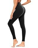 GAYHAY High Waisted Leggings for Women - Soft Opaque Slim Tummy Control Printed Pants for Running Cycling Yoga Black