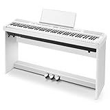 Donner DEP-20 Beginner Digital Piano 88 Key Full Size Weighted Keyboard, Portable Electric Piano with Furniture Stand, 3-Pedal Unit, White