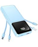Portable Charger with Built in Cable - 20000mAh Fast Charging 22.5W Power Bank USB C LED Display Slim Battery Pack 5 Outputs & 3 Inputs for Travel Essentials iPhone Samsung Android Phones Tablets