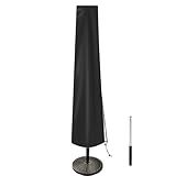 Vainlley Patio Umbrella Cover Outdoor Umbrella Cover with Rod Waterproof Durable 420D Polyester Fabric Patio Parasol Umbrella Cover for 7 ft to 11 ft Outdoor Umbrella (Black)