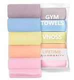 Vnoss Microfiber Gym Towels - Quick Dry, Highly Absorbing, Odor-Free, for Women & Men - Gym Towel for Hot Yoga, Tennis, Working Out, Camping, Set of 5 Pastel (Pastel Colors, 5Pack - 16 * 27Inch)