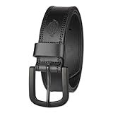 Dickies Men's 38mm Leather Belt with Two Row Stitch, black, 36