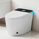 Smart Toilet with Heated Seat & Dual Auto Flush, Foot Sensor, Tankless One-Piece Electric Toilet with Manual Soft-Close Seat & Lid, Night Light, LED Display & 1000g Powerful Flush, 1.28GPF