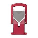 Hoan Bagel Biter Slicer and Cutter with Safety Shield - Serrated Blade Cuts Bagels, Muffins, Buns and Rolls - Dishwasher Safe Bagel Guillotine, 9.25 Inches Tall, Red