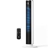 LEVOIT Tower Fan for Bedroom, 90° Oscillating Standing Fan with 28dB Quiet for Sleep, 25ft/s Velocity, 12H Timer, 5 Speeds 4 Modes, Remoter, Bladeless Room Fan for Home, Office, Indoor, 36 inch, White