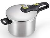 T-fal Ultimate Stainless Steel Pressure Cooker 6.3 Quart, Induction Compatible, Secure Locking Lid, Safe & Easy to Use, Cookware, Pots and Pans, Kitchen, Dishwasher Safe, Silver