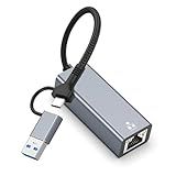 DERSUR Gigabit Ethernet Adapter USB C to RJ45, 1000 Mbps USB 3.0 Wired Network Converter Plug Play, Ethernet to USB Type-C Network Adapter for Laptop, Windows XP, MAC OS, Linux, Vista 7 8 10 11 More