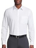 Van Heusen Men's Dress Shirt Regular Fit Poplin Solid, White, 17.5" Neck 34"-35" Sleeve