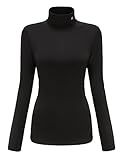 SSLR Turtle Necks Tops for Women Thermal Shirts Long Sleeve Turtleneck Fleece Lined Winter Slim Fitted Mock Neck Base Layer (Medium, Black)