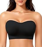 HEPOE Strapless Bras for Women, Wireless Push Up Bandeau Bra, Seamless Anti-Slip Padded Tube Top Bralette (US, Alpha, X-Large, Regular, Regular, Black)