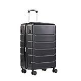 Sweetcrispy Carry on Luggage, Hard Shell ABS Suitcase with Double Spinner Wheels, Lightweight Expandable Rolling Suit Case with TSA Lock, 21 Inch Charcoal Black