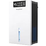 KeepGlad Dehumidifier, 98OZ Dehumidifiers for Home(1000sq.ft), Humidity Display Dehumidifier for Basement Bathroom Bedroom, Auto Shut Off, Washable Filter, Drain Hose, Timer, 7 Ambient Lights, White