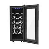 12 Bottle Wine Fridge, 53.6-64.4°F Digital Temperature Control Wine Fridge Freestanding Stainless Steel Small Wine Cooler Counter Top Wine Cellar with Temperature Display For Bar Home Red&White Wine