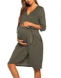Ekouaer Maternity Robe Nursing Robes for Hospital Labor Delivery V Neck Pregnancy Bathrobe Womens Postpartum Nightgown