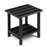 Apolimi Adirondack Outdoor Side Table, 2-Tier Sturdy Patio End Table Weather Resistant, 16.5" Solid Side Table for Patio, Pool, Porch
