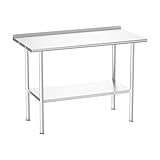 Atelicf All-Stainless Steel Prep Table, 24 X 48 Inch, with Rounded-Corner Backsplash and Adjustable Undershelf, Heavy-Duty for Outdoor Use,Restaurants,Hotels,Workshops,Kitchens,Gardens, and Garages
