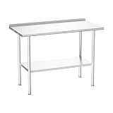 Atelicf NSF Stainless Steel Prep Table 24X48 inch with Backsplash