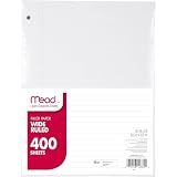 Mead Loose Leaf Paper, Wide Ruled Filler Notebook Paper, 8" x 10-1/2", 400 Sheets, Fits 3-Ring Binder (150036-ECM)