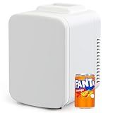 Simple Deluxe 4L/6 Can Portable Mini Fridge Cooler & Warmer Freon-Free Small Refrigerator, for Skincare, Beverage, Food, Cosmetics, for Bedroom, White