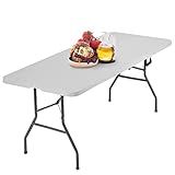 6FT Picnic Table Folding Table Camping Table Plastic Table Fold Up Table Lock for Party Event,White