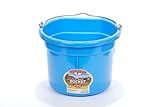Little Giant® Flat Back Plastic Animal Feed Bucket | Animal Feed Bucket with Metal Handle | Horse Stall Feeding and Watering Supplies (Berry Blue, 8 Quart)