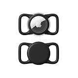 Waterproof Airtag Holder for Dog Collar, Soft Full-Body Protective Airtag Holder for Dog & Cat Collars, Ultra-Durable, Easy Installation, Lightweight Clear Airtag Case (Black, Regular)