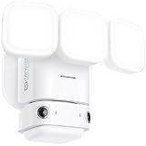 winees Floodlight Camera, Wired 2K HD Dual-Lens Outdoor Security Camera, 180 Degree Panoramic Motion Detection, 3000 Lumens, Color Night Vision, 110dB Siren, 2-Way Audio (White)