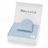 Bleu La La Baby Gift Set - Organic Cotton Newborn Blanket Essentials, Thoughtful Baby Shower & New Baby Gift for Boys & Girls (Luxe - Sky Blue)