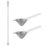 Restynic Fine Mesh Cocktail Strainer, 2 Pack Drink Strainer with Muddler
