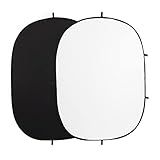 FOTOCREAT 5x6.5ft Black & White Double-Sided Pop-Up Backdrop – Portable Collapsible Photo Reflector & Video Background for Photography, Headshots, Live Streaming, Video Calls, Soccer