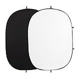 FOTOCREAT 5x6.5ft Double-Sided Pop Up Backdrop, Matte Black & White Wrinkle-Resistant Collapsible Background with Carry Bag, Portable Reflector for Photography, Live Streaming, Video Calls, Headshots